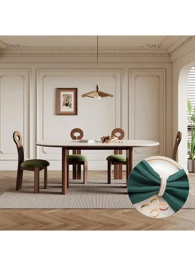 Adjustable Pearl Encrusted Napkin Rings Elegant Golden Wedding Party Formal Dining Decor - Image 4