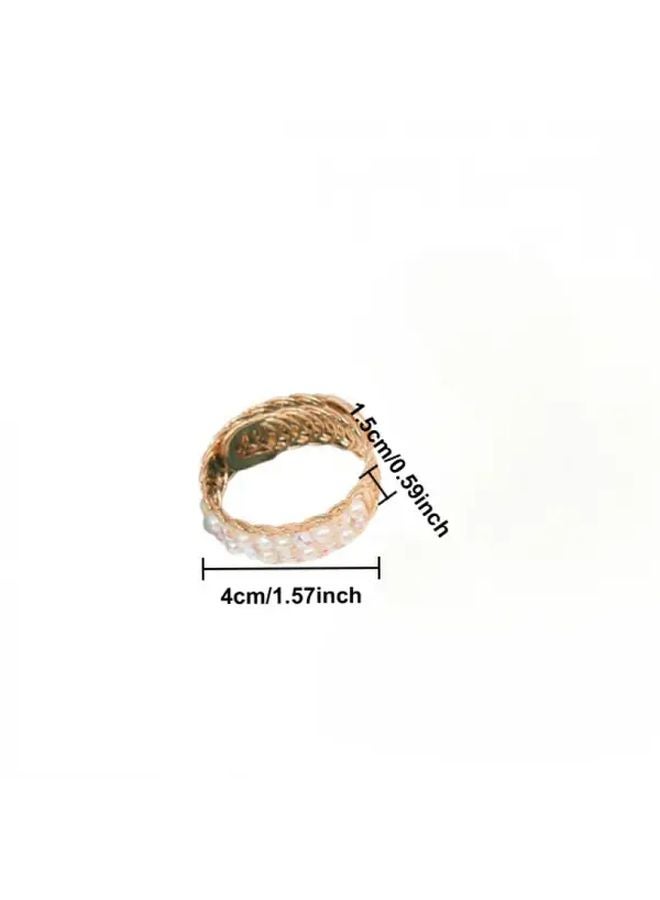 Adjustable Pearl Encrusted Napkin Rings Elegant Golden Wedding Party Formal Dining Decor - Image 3