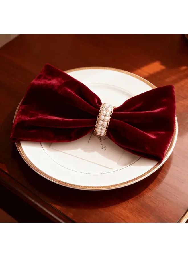 Adjustable Pearl Encrusted Napkin Rings Elegant Golden Wedding Party Formal Dining Decor - Image 5