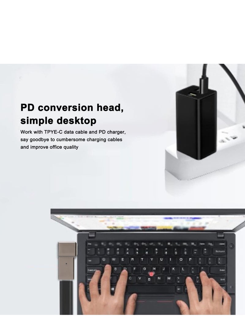 USB C to Slim Tip Adapter Portable 100W 5A PD Fast Charging Converter Adapter Trigger Converter Zinc Alloy Right Angle L Shape USB Type C PD Adapter Compatible with Lenovo Yoga ThinkPad Series - Image 5