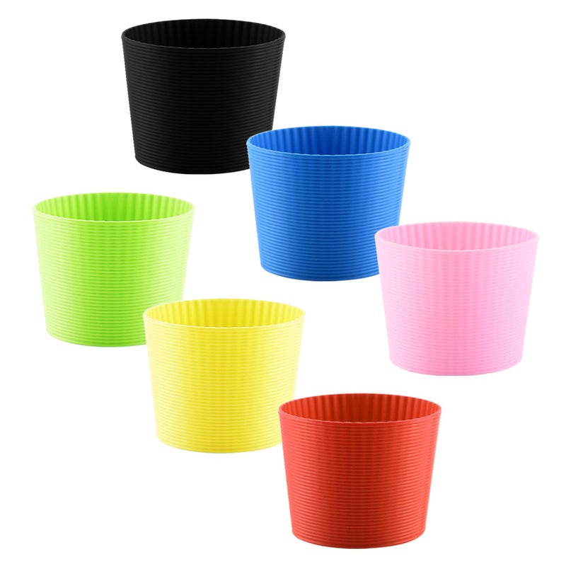 COSMOS Cosmos Pack of 6 Assorted Colors Heatresistant Silicone Coffee Cup Sleeve for Coffee Mug Assorted Color 