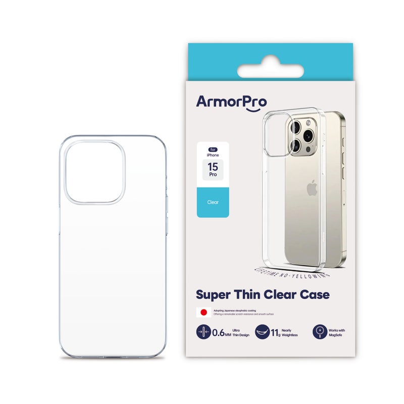 ArmorPro iPhone 15 Pro Super Slim Hard Clear Case clear - Image 1
