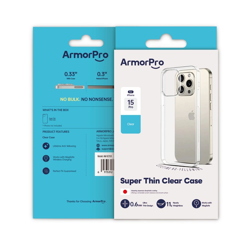 ArmorPro iPhone 15 Pro Super Slim Hard Clear Case clear - Image 2