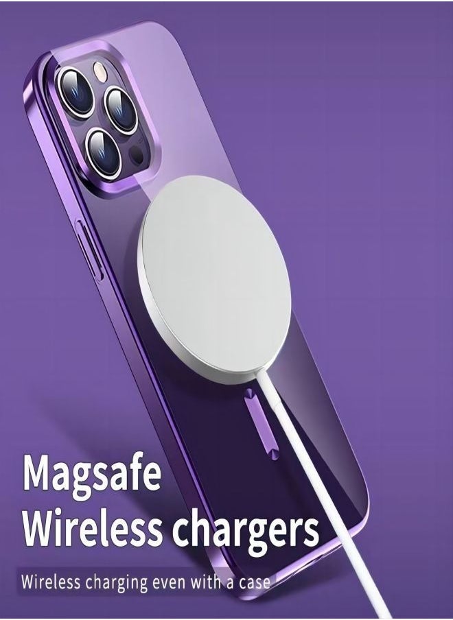 MagSafe Case Magnetic Clear Soft TPU Plating Case Wireless Charging Compatible Shockproof Protection For Apple iPhone 12 Pro Max Purple