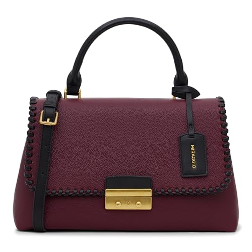 Miraggio Edna Handbag With Adjustable & Detachable Crossbody Sling Strap for Women (Wine) - Image 1