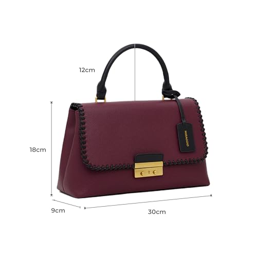 Miraggio Edna Handbag With Adjustable & Detachable Crossbody Sling Strap for Women (Wine) - Image 2