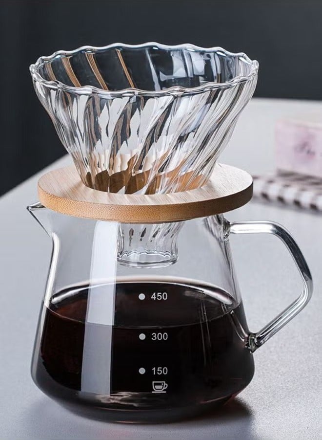 V60 Coffee Maker 600ml Glass Drip Coffee Pot With Filter Portable Coffee Pot V60 coffee kit - Image 1