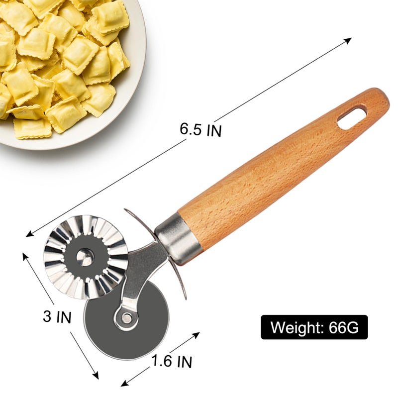 XINBADA Pastry Cutter Double Wheel - Exquisite Wooden Handle, Perfect for Pasta, Pizza, Ravioli, Cookie - Enhance Your Culinary Artistry - Image 2