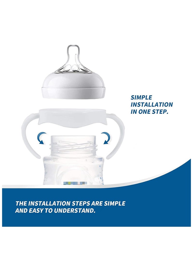 4 Pack Compatible with Baby Bottle Handles for Philips Avent Natural Baby Bottles,Baby Bottle Holder, Baby Feeding Bottles Handles（White） - Image 3