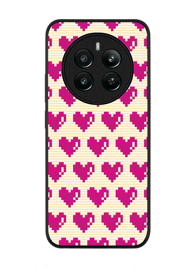 Stylizedd Rugged Black edge case for Realme 12 Plus 5G / Realme 12 4G, Slim fit Soft Case Flexible Anti Drop TPU Gel Thin Cover -  Pixel Hearts - Image 1