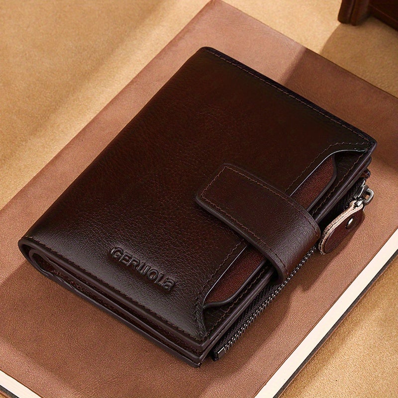 GERUOLA Men's Short Wallet, Vintage Genuine Leather Multi-Function Card Holder with RFID Blocking, Compact and Large Capacity for Business and Gifts - Image 5