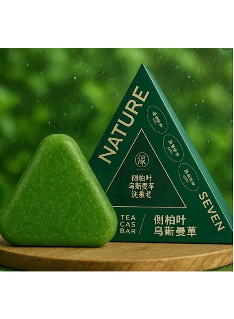 Nature Green Soap Shampoo Bar, Grass & Nature Seven Green Soap Solid Shampoo, Gentle Hair Cleansing & Strengthening for Women and Men - Image 4