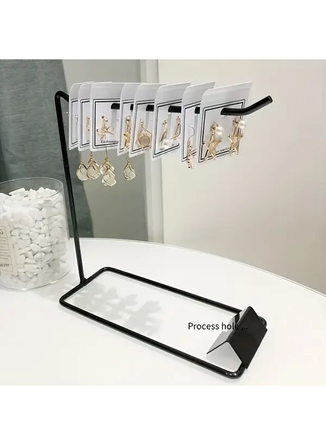 Black Metal Curved Jewelry Display Stand Desktop Organizer For Earrings Lip Gloss Accessories - Image 1