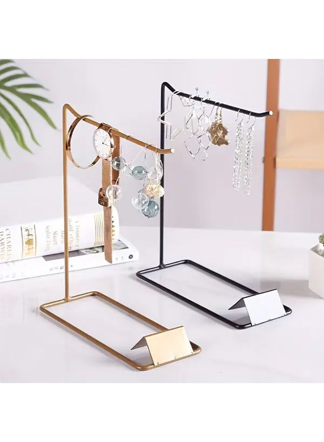 Black Metal Curved Jewelry Display Stand Desktop Organizer For Earrings Lip Gloss Accessories - Image 4