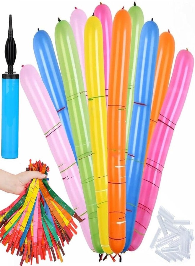 Krido 100PCS Rocket Balloons with Pump - Colorful Flying Balloons Make Whistling Sound - Long Balloons Kit for Kids, Birthday(Pump Color May Vary) - Image 1