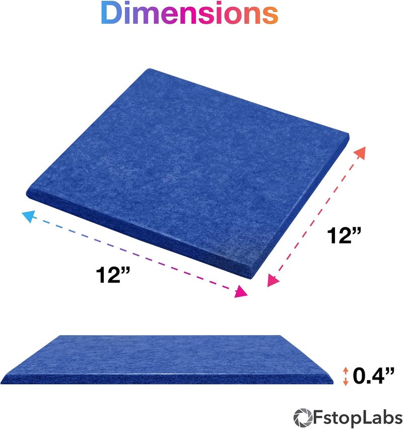 Fstop Labs 0.4" X 12" X 12" Acoustic Foam Panels, Sound Absorbing Panel, Beveled Edge Tiles Soundproof Foam Insulation, Soundproof Wall Panels - Image 5