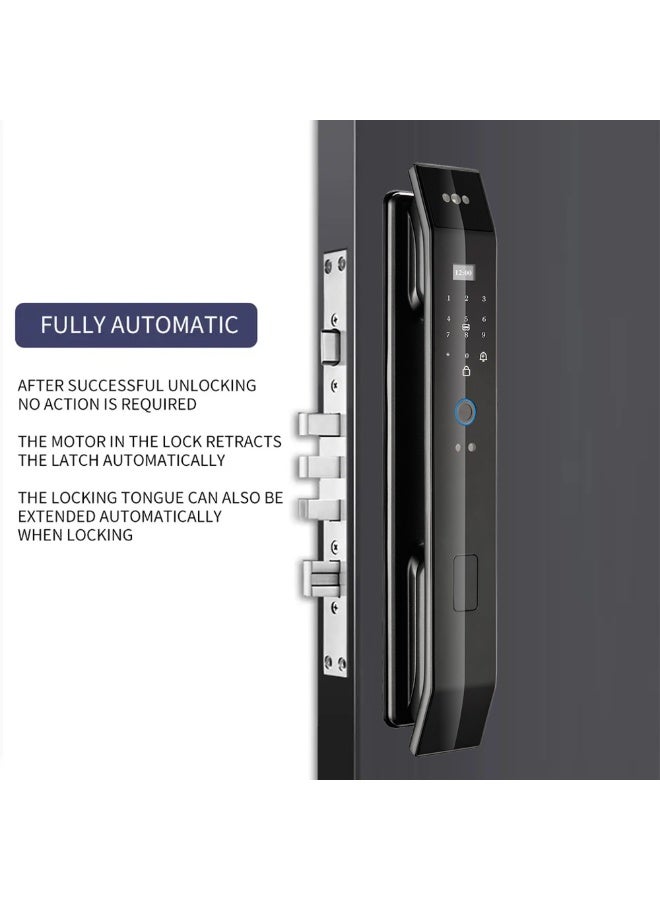 Smart Door Lock, Fingerprint Smart Door Lock, 3D Face Unlock Fingerprint Access Keyless Entry TUYA APP with 6068 Lock Mortise - Image 3