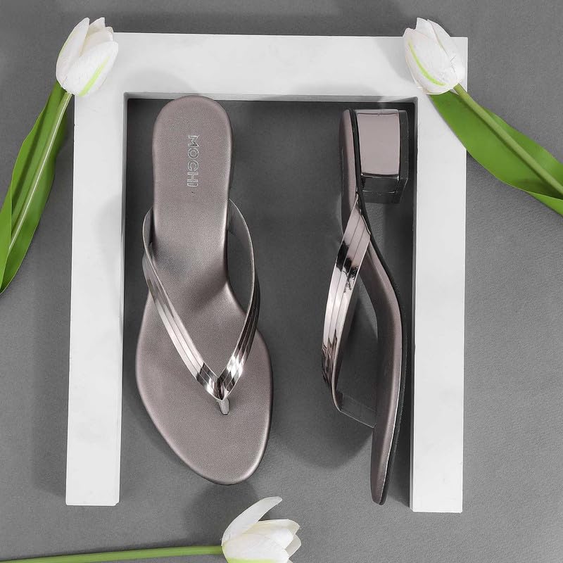 Mochi Women's Grey Fashion Flip Flop-6 UK (39 EU) (32-1043) - Image 2