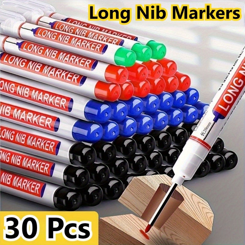 30 Green Long Nib Markers Fast Drying Oil Pens for Carpenter and Ceramics Wood Plastic Metal - Image 1