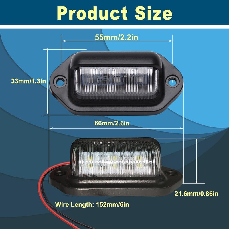 XINYANG 4PCS Blue LED License Plate Light, Waterproof 6-SMD Taillight for Trucks, SUVs, Trailers, and Boats - Image 2