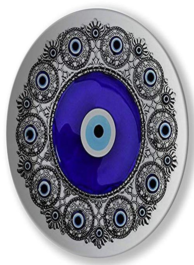 JIKRAA® Designer Rare Handcrafted Printed Ceramic Designer Plate with Stand | Evil Eye Wall Plate | 8 inch | Evil Eye Ceramic Plate Decor - Image 2