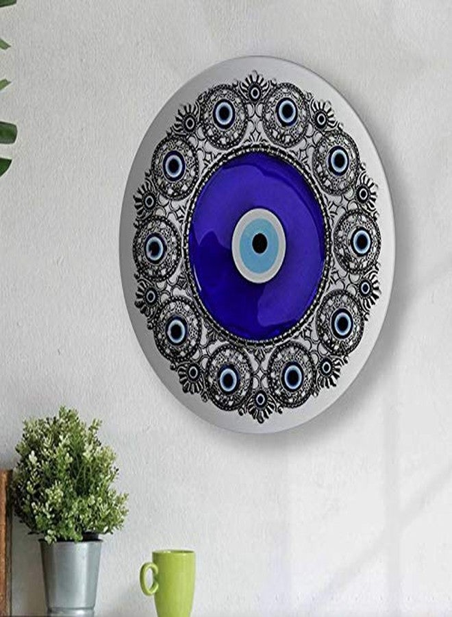 JIKRAA® Designer Rare Handcrafted Printed Ceramic Designer Plate with Stand | Evil Eye Wall Plate | 8 inch | Evil Eye Ceramic Plate Decor - Image 1