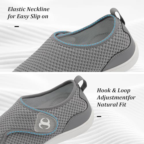 Scurtain Wide Toe Box Shoes Women Diabetic Nurse Shoes Non Slip Neuropathy Bunion Edema Shoe Spring Summer Breathable Zero Drop Barefoot Sneakers Ladies Casual Walking Shoes Size 9 Grey - Image 3