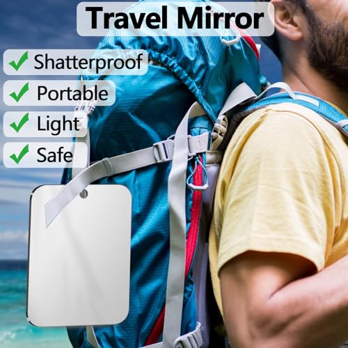 NKJVE Shatterproof Shower Mirror fogless for Shaving Mirror (Larger,11"x8") Small Wall Hanging Camp Vanity Mirror,Unbreakable Makeup Travel Camping Mirrors,Men Fog Free Handheld,Outdoor Showers - Image 2