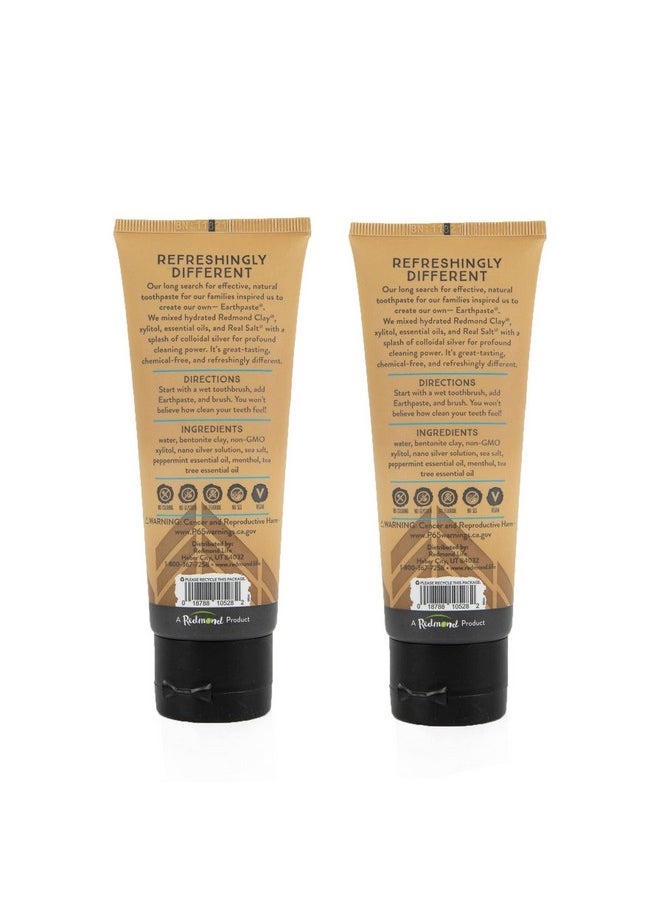 Redmond - Redmond Earthpaste w/Silver - Natural Non-Fluoride Toothpaste, 2 Pack (Peppermint) - Image 1