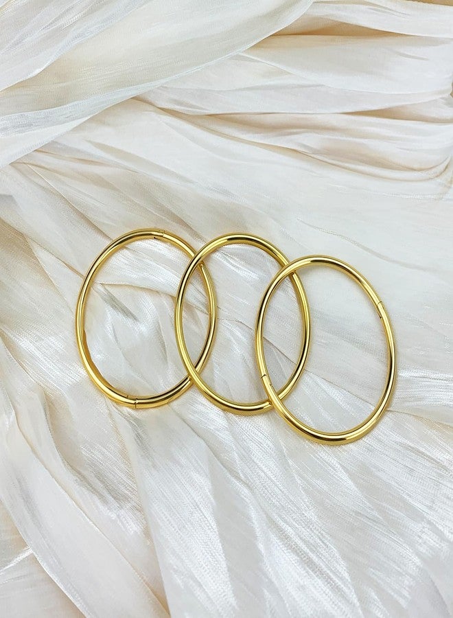 YBMYCM مجموعة YBMYCM من 3 أساور ذهبية مطلية للنساء، أساور كلاسيكية خفيفة الوزن من الفولاذ المقاوم للصدأ، أساور مفتوحة مطلية بالذهب عيار 18 قيراط، هدية مجوهرات - Image 4