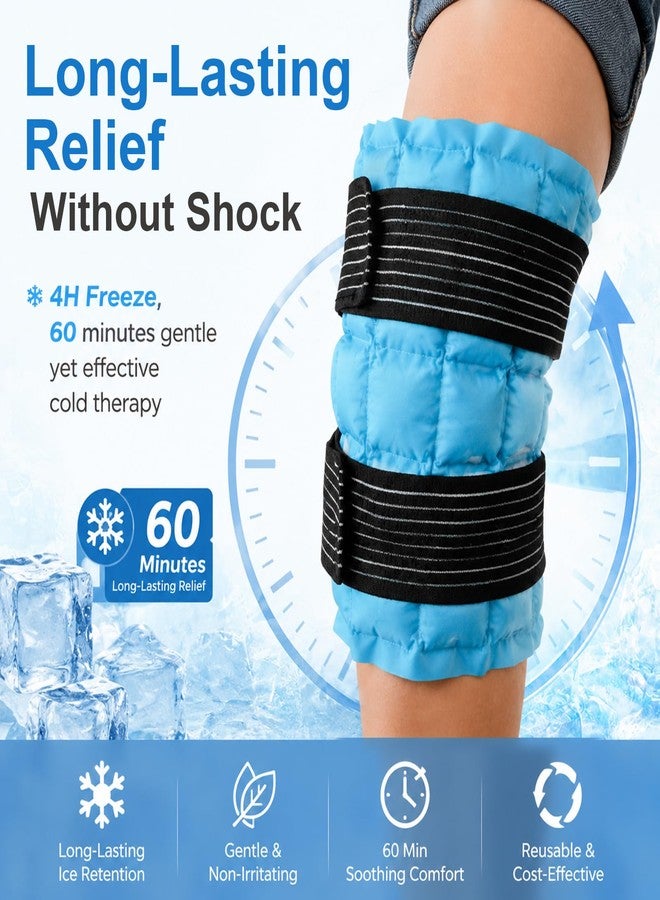 WORLD-BIO Ice Packs for Injuries Reusable, Knee Ice Pack Wrap with Straps, Gel Ice Wrap for Leg Pain Relief, Hot & Cold Compress Therap for Swelling, Water Soak Needed, Light Blue, 2pack - Image 3