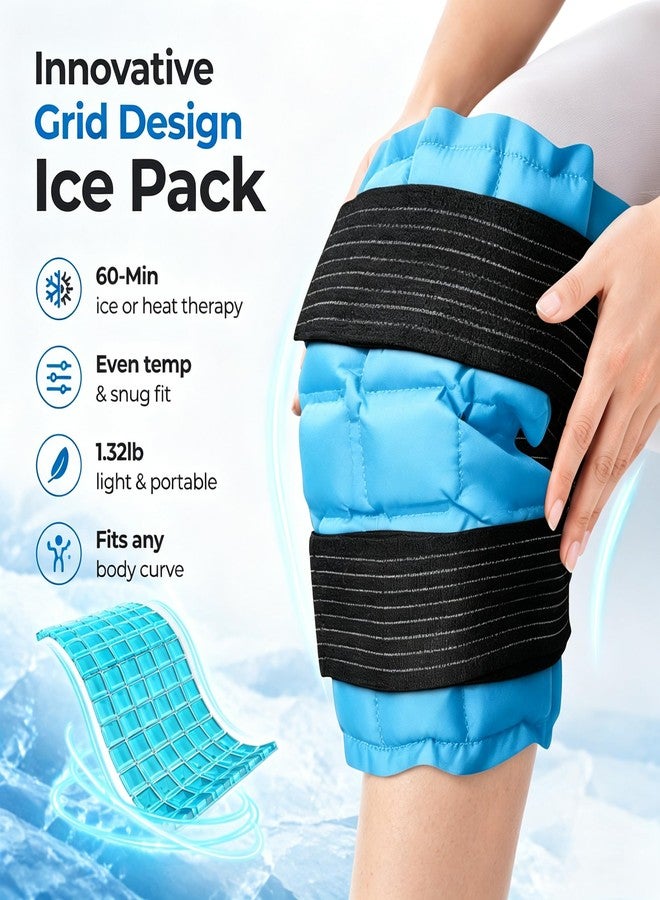WORLD-BIO Ice Packs for Injuries Reusable, Knee Ice Pack Wrap with Straps, Gel Ice Wrap for Leg Pain Relief, Hot & Cold Compress Therap for Swelling, Water Soak Needed, Light Blue, 2pack - Image 5
