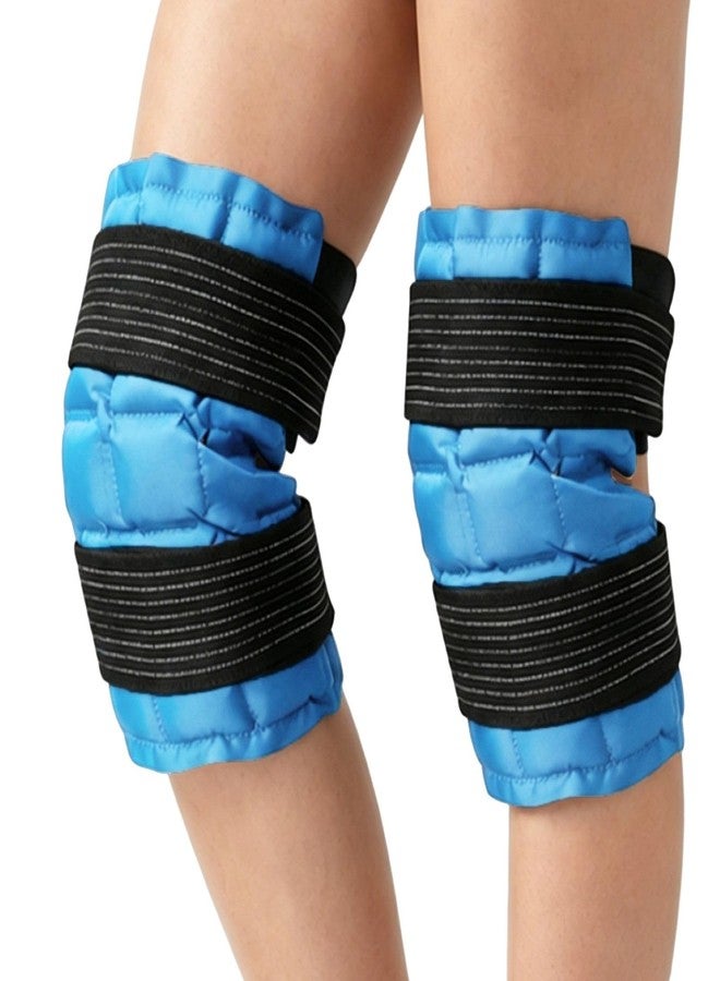 WORLD-BIO Ice Packs for Injuries Reusable, Knee Ice Pack Wrap with Straps, Gel Ice Wrap for Leg Pain Relief, Hot & Cold Compress Therap for Swelling, Water Soak Needed, Light Blue, 2pack - Image 1