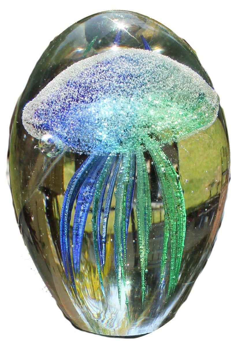 SPI Teal Art Glass Jellyfish 4.5" Glow in The Dark - Image 3