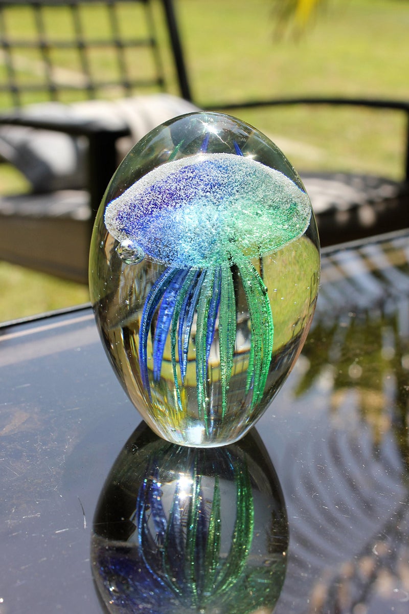 SPI Teal Art Glass Jellyfish 4.5" Glow in The Dark - Image 2