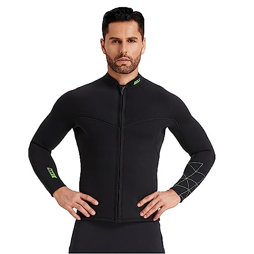 ZCCO Wetsuit Top Men's 3mm Neoprene Wetsuits Jacket,Front Zipper Long Sleeves Diving Suit for Swimming,Snorkeling,Scuba Diving,Surfing (3FT-MN, XL) - Image 3