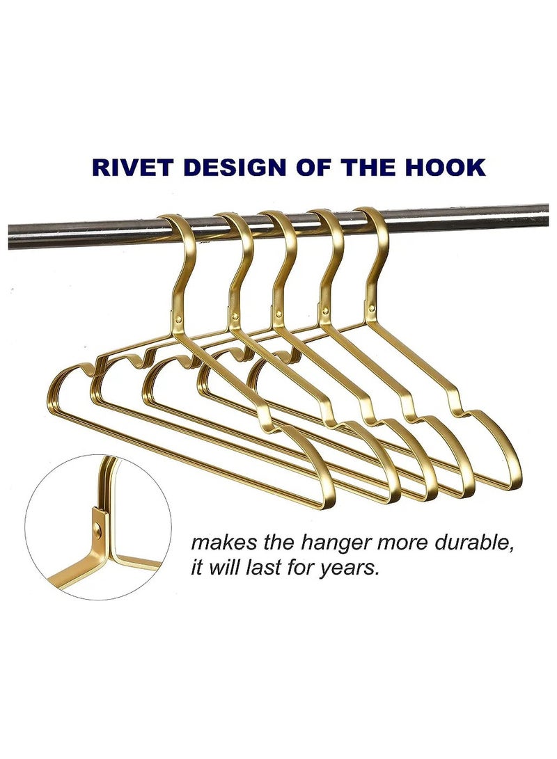 5 Pack Premium Matte Gold Aluminum Clothes Hangers 16.5 Inch Extra Smooth Durable Metal Hanger Set Lightweight Sturdy Garment Rack for Shirt Dress Jacket Trouser Pants Slacks Elegant Design - Image 4