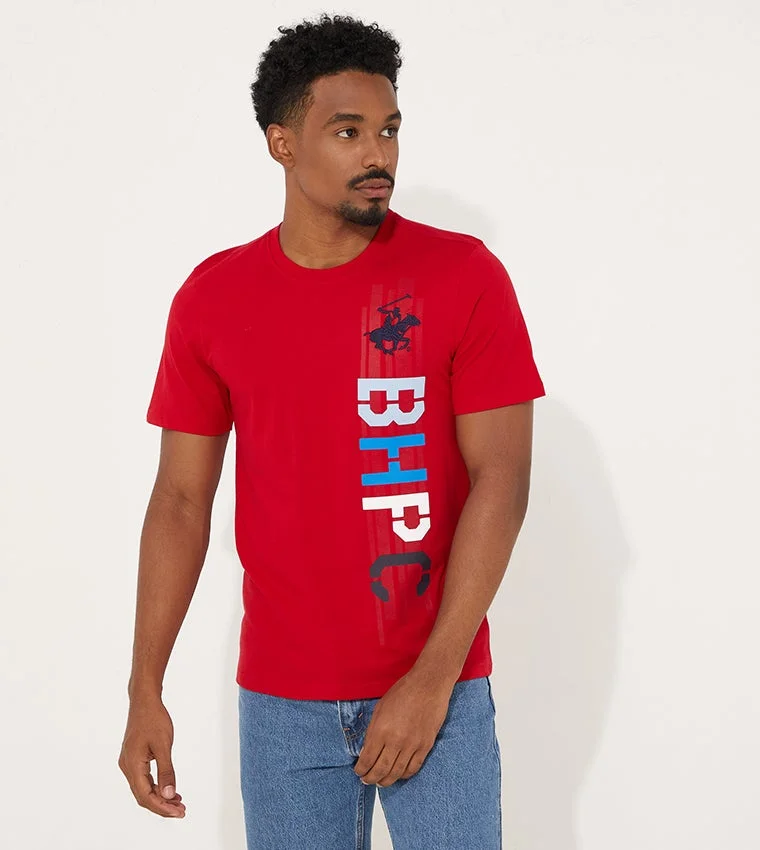 Regular Fit Typographic Print Crew- Neck T-Shirt