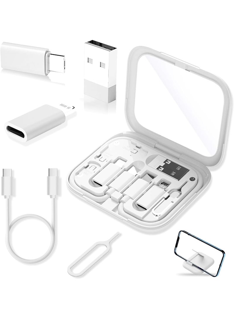 SOLARAE USB Adapter Kit, USB-C to USB Adapter, USB C to Lighting Adapter Box, Multi-Type Charging Cable Case for Traveling, OTG Adapters for iPhone 14/15, Google Pixel (White) - Image 1