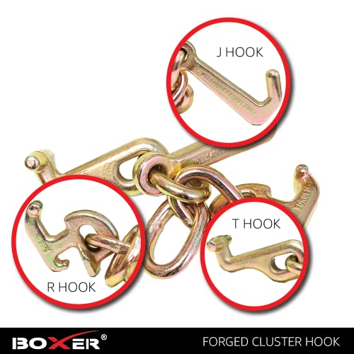 Boxer Tool 4 Pack Cluster Hook RTJ G70 Towing, J Hook, T Hook, and R Hook - Heavy Duty Wrecker Towing Truck Hauler - Image 2
