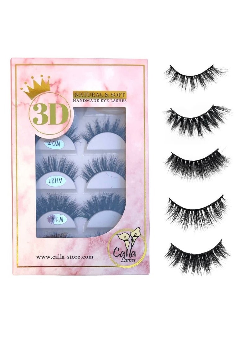 Calla Lashes 5-Pair 5 Styles Faux Mink Lashes Luxurious Volume Fluffy Natural Soft Thick Falses Eyelashes Mixed - Image 1