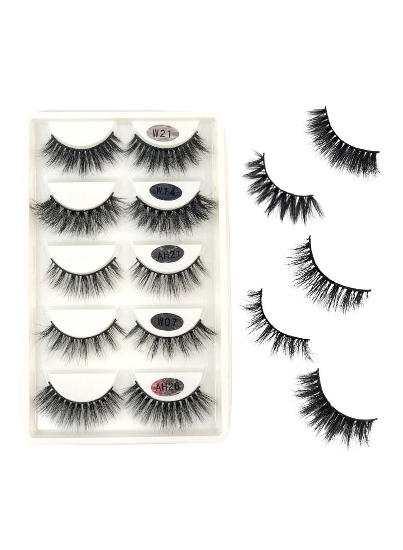 Calla Lashes 5-Pair 5 Styles Faux Mink Lashes Luxurious Volume Fluffy Natural Soft Thick Falses Eyelashes Mixed - Image 2