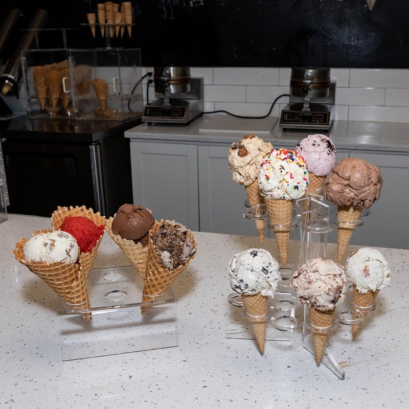 Kd Retail 6 Holes Round Acrylic Ice Cream Clear Ice Cream Display Stand Waffle Roll Cone Holder Cone Holder Stand for Wedding Birthday Restaurant Party or Buffet 3mm Pack of 1 PACK OF 2 - Image 3