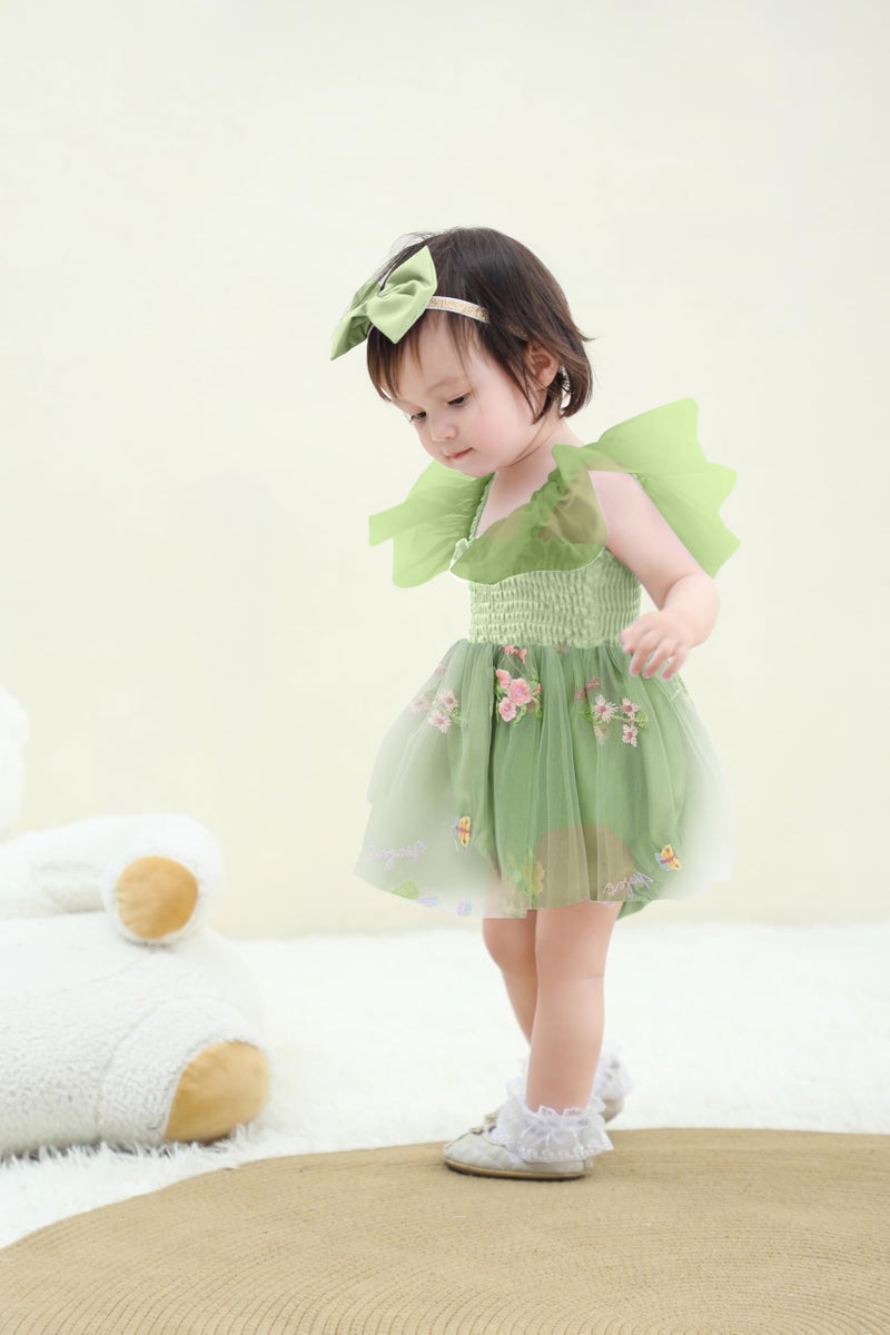 TITKKOP Baby Girl Clothes Infant Tulle Romper Ruffe Sleeveless Bodysuit Baby Girl Outfits Infant Girl Dress(green,3-6M) - Image 3