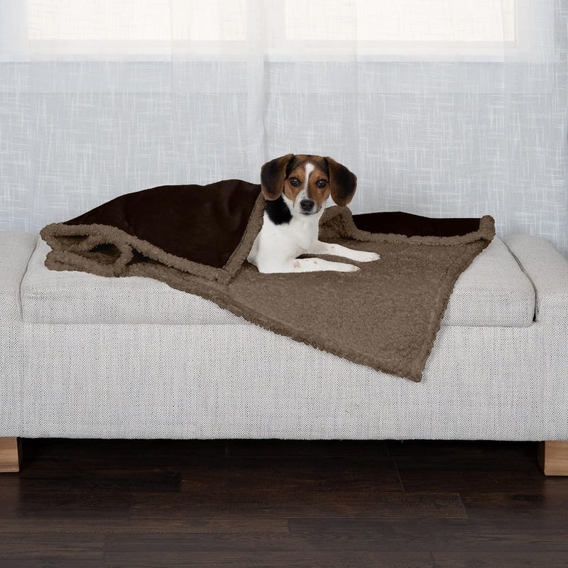 Furhaven Waterproof & Self-Warming Throw Blanket for Dogs & Indoor Cats, Washable & Reflects Body Heat - Soft-Edged Terry & Sherpa Dog Blanket - Espresso, Medium - Image 3