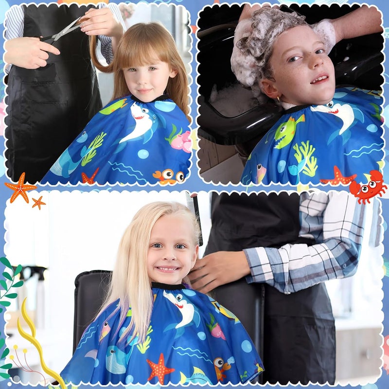 FEBSNOW Ocean Animal Kids Hair Cutting Cape, Professional Barber Cape and Neck Duster Brush Cartoon Hairdresser Apron with Adjustable Closure for Children Salon Barber Supplies for Kids & Adults - Image 5