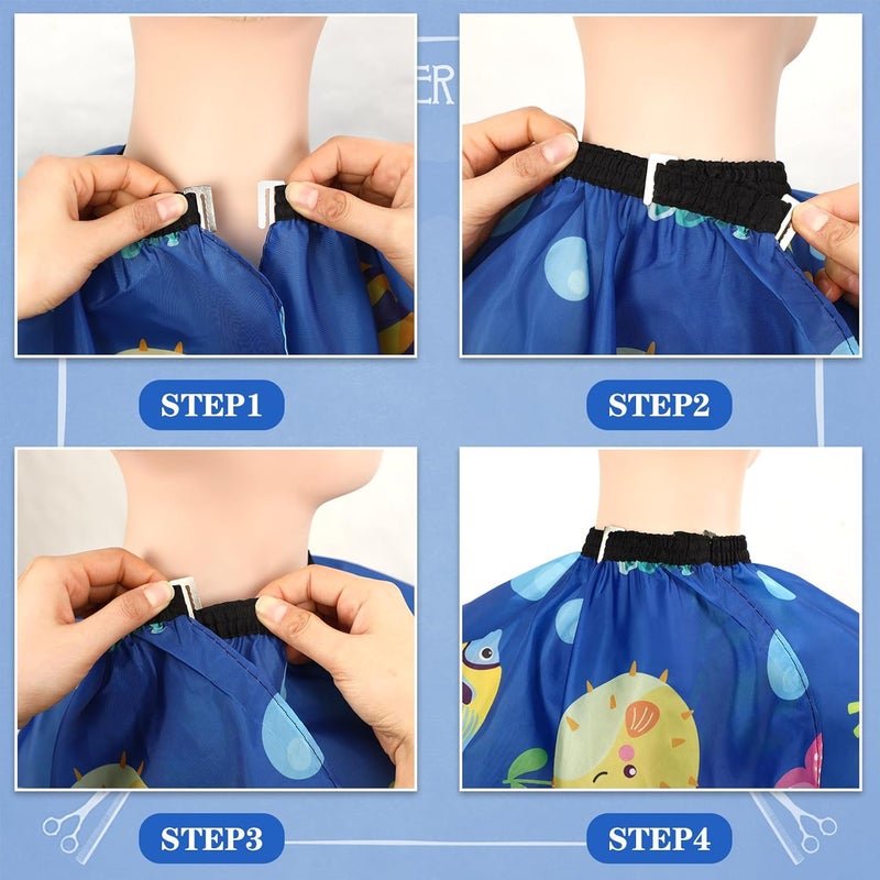 FEBSNOW Ocean Animal Kids Hair Cutting Cape, Professional Barber Cape and Neck Duster Brush Cartoon Hairdresser Apron with Adjustable Closure for Children Salon Barber Supplies for Kids & Adults - Image 4