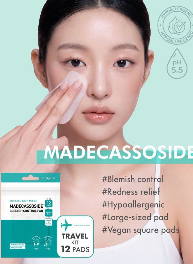 DERMAL Madecassoside Blemish Control Pad - Korean Toner Pad for Blemish & Tone Improvement with Centella Asiatica - Vegan Gauze Tencel Square Pads - Travel Kit 12 Pads, 3 Pack (Total 36 ea) - Image 2