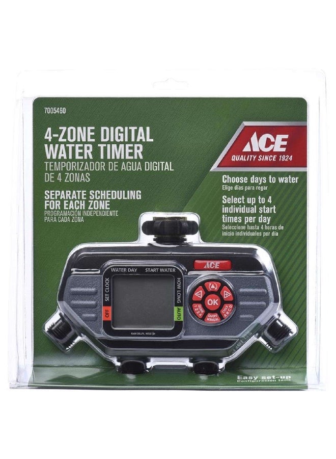 آيس 73280 هايدرولوجبك مؤقت للمياه رقمي أربع مناطق أسود ورمادي 27.5 x 27 x 7.5 سم - Image 1