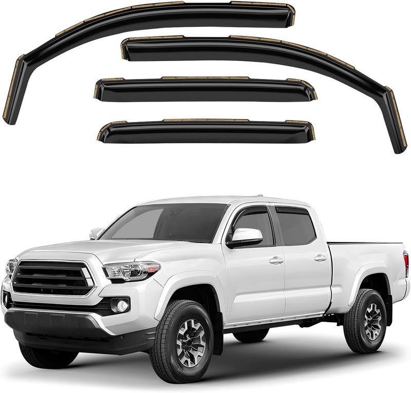 GrandWheel Co Smoke Tinted In-Channel Side Window Vent Visor Deflectors for Toyota Tacoma 2016-2022 - 4pcs - Image 1